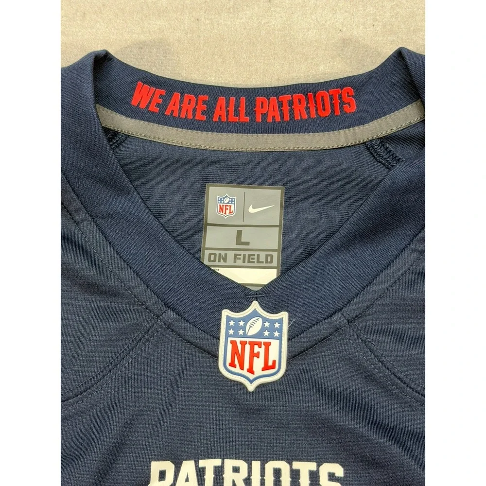 New Nike On Field Mens New England Patriots Jersey Blue BLANK Large